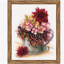 Blushing Blooms Cross-Stitch Kit: Create a Stunning Pink Bouquet with this Engag