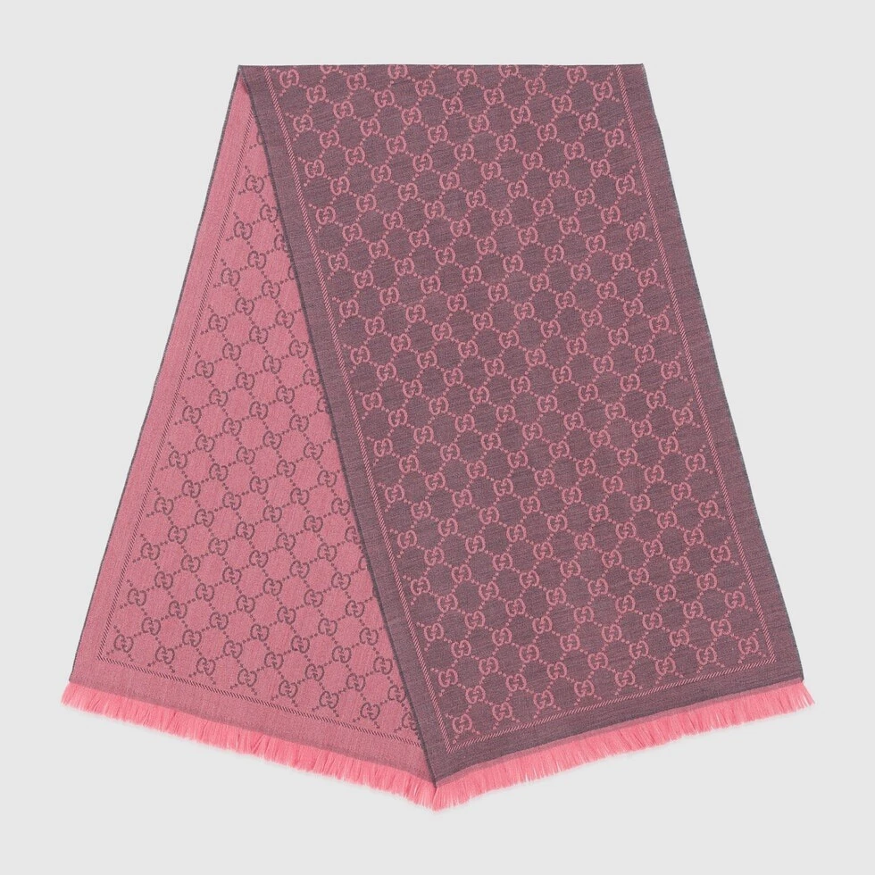 Écharpe tricotée femme Gucci graphite GG motif jacquard