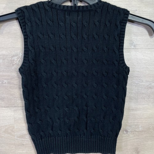 Polo Ralph Lauren Sweater Vest Boys Sz 6 Black Preppy Casual School Cable Knit - Picture 6 of 7