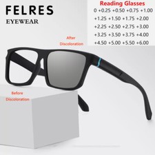 TR90 Square Photochromic Reading Glasses Men Women Full Frame Presbyopic Glasses