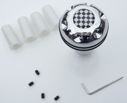 Universal chequered flag Chrome Gear Shift Knob for non-lift reverse cars - Picture 2 of 6