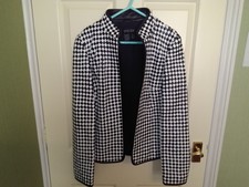 Episode Black And White Woven Check Genuine Leather Jacket Size: 8