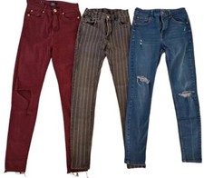 BERSHKA Pantaloni jeans blu nero bordo skinny donna ragazza tg. EUR 36 (IT 40)