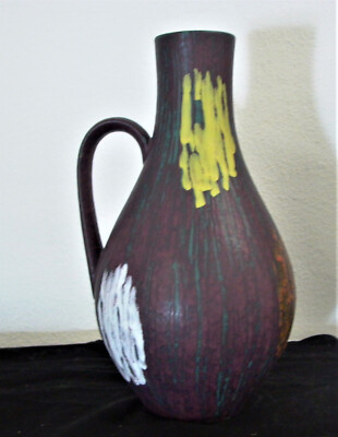 XL KRUG /  JAR - H35cm ! CARSTENS Mid Century -  polychromer Emaille Dekor