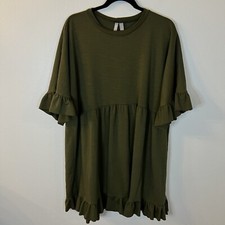 ASOS Dress Size 14 Green Short Length Short Sleeve Ruffle Bottom And Sleeves