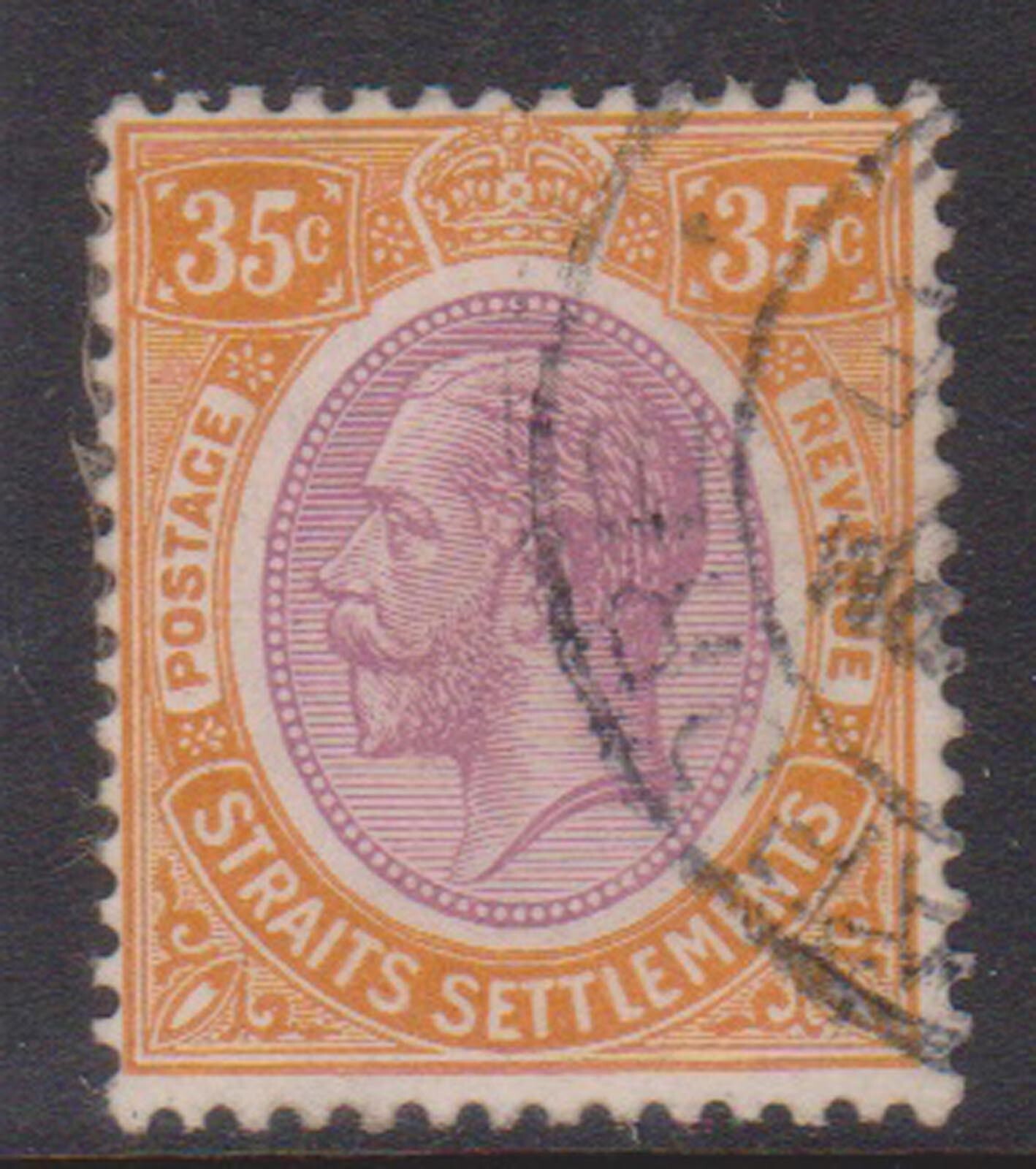 (F274-20) 1921-33 Straits settlement 35c purple & orange KGV stamp (T) 