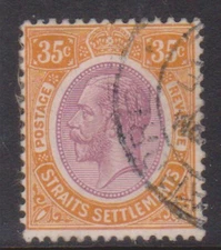 (F274-20) 1921-33 Straits settlement 35c purple & orange KGV stamp (T) 