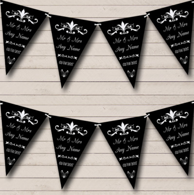 Party Banner Wimpel Regal schwarz personalisiert Hochzeit Veranstaltungsort oder Empfang