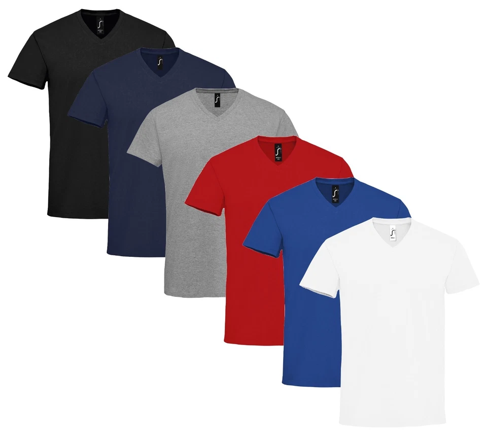 T-Shirt À Manches Courtes En Coton V Col V Pour Hommes Unisexe SOL'S S-3XL - Photo 1/1