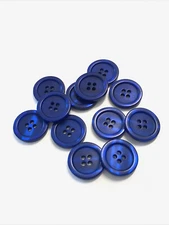 24 Buttons Pearlized Dark Cobalt Blue Plastic 4-Hole Sew Sewing 20 mm #BL6