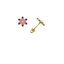 14k Yellow Gold Cubic Zirconia Star Baby Screw Back Stud Earrings