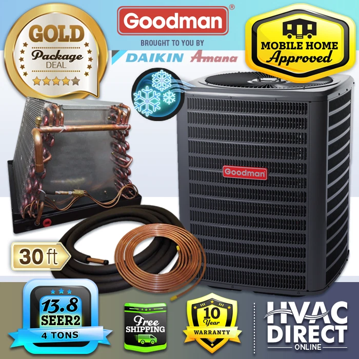 4 Ton 13.8 SEER2 Goodman Mobile Home AC + Coil + 30u0026#039; Line Set | eBay