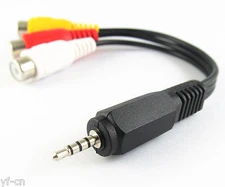 4pcs Audio Video Joint Adapter Cable 2.5mm Male Plug to 3 RCA Jack Female 15cm