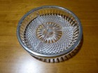 Vintage Relish Dish Crystal Cut 3 Part Divided 8.5” Silver Plate Rimmed — photo 3