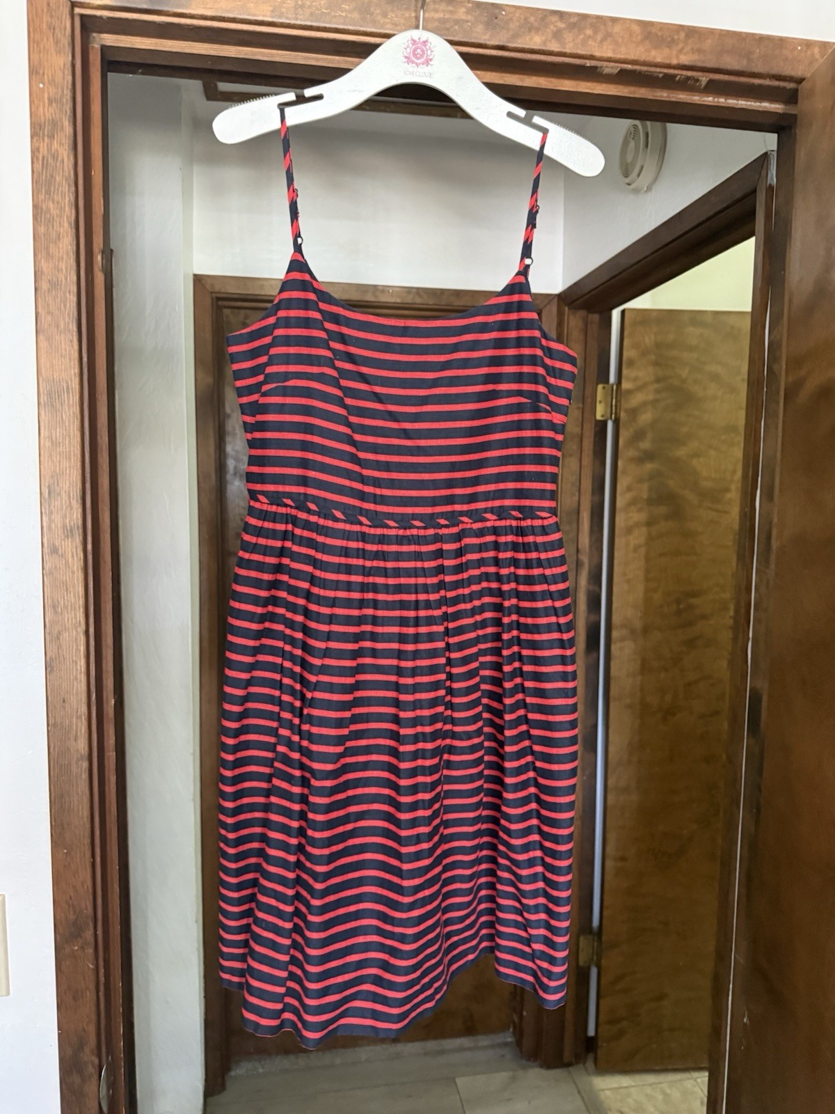 J.CREW Striped Fit & Flare Sundress Scoop Neck Strappy Linen Cotton