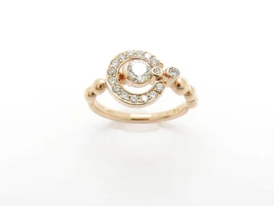 Anillo De Oro Rosa 18K Con Diamantes 0.20ct 0.15ct Talla US 4 JP 7 2.9g - Imagen 1 de 4