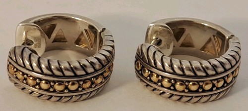 SCHÖNE 18K Gold & Sterling Silber EFFY Zopf Creolen 14,5 Gramm