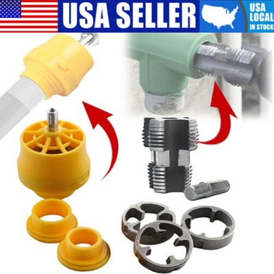 Electric Drill Compatible PVC Pipe Threader Kit with Various Die Sizes -Set 7PCS