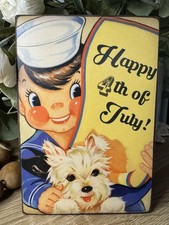 Vintage Inspired Happy 4th of July Americana 4x6 Sign