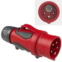 Pce Cee-Phasenwender Stecker 32A 5P Grip Rot