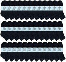 36PK Wholesale Bulk Kids Mid Ankle Socks, Cotton Athletic Ankle Socks 4-6 Black