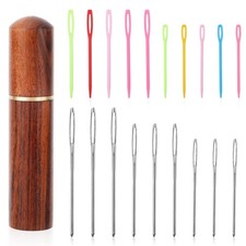 19pcs Large Big Eye Sewing Needles, Plastic Aluminium Yarn Weaving multicolor