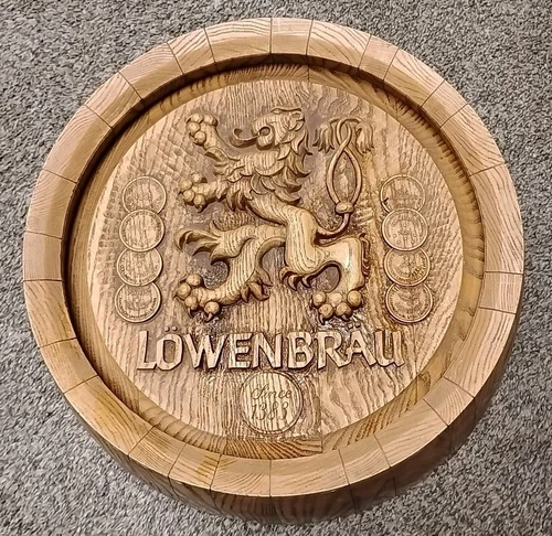 Vintage Lowenbrau Plastic Beer Barrel Bar Sign Hanging Wall Art Brewery