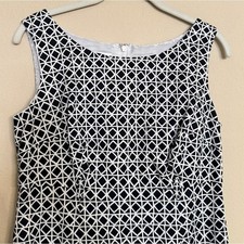 Talbots Size 6P Black White Geo Sheath Dress Sleeveless Career Classic Casual