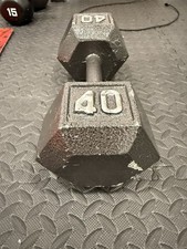 1 ONLY 40 lbs Dumbbell Cast Iron Hex Dumbbell Hexagon Weightlifting Lift Workout