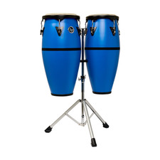 Latin Percussion 10"/11" Discovery II Conga Set w/Aluminum Stand - Race Car Blue