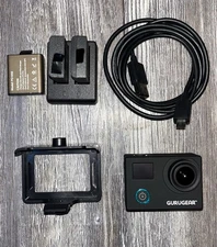 GuruGear 4K UHD WIFI Action Camera Extra Batteries/Open Case/Battery Charger 