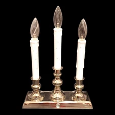 New 3 Arm Electric Brushed Nickel Candle Candolier Window Table Mantel Lamp 12"