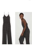 H M Black /White Vneck Jersey Jumpsuit size XS