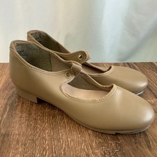 Capezio Tele Tone Tap Shoes Girls Size 2M Tan Lace Up Tap Dance Shoes Leather