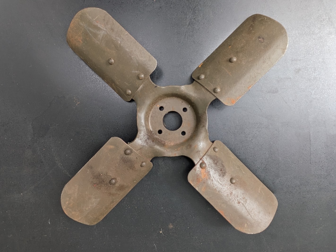 Wwii Era Original Willys Jeep 4-Blade Radiator Engine Cooling Fan Olive Drab