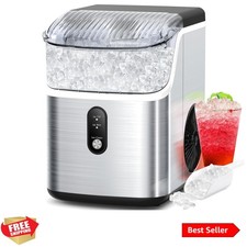 Nugget Ice Makers Countertop Soft Chewable Pellet Ice Machine with Auto-Clean...