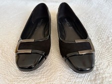 M&S Footglove, Women black patent/suede ballet shoes, excellent condition, UK 6