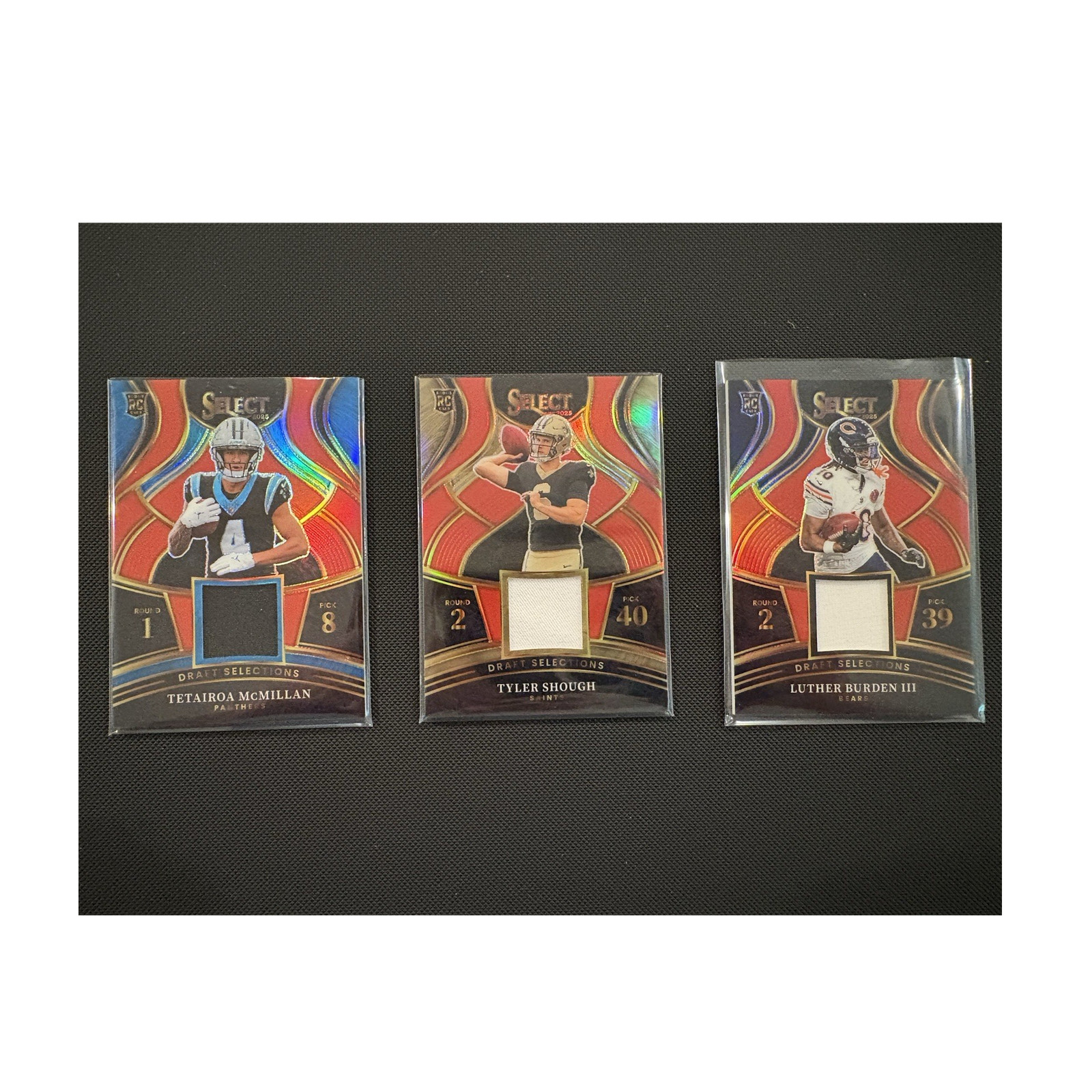 2025 Panini Select Draft Selections 3 Card Mem Lot Burden Shough