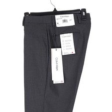 Calvin Klein Mens Slim Fit Dress Pants 36x34 Dark Grey Solid Stretch NWT