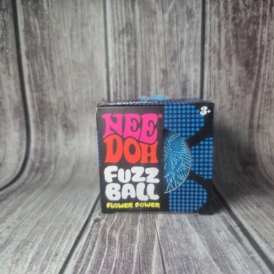 BLUE Needoh FUZZ BALL Flower Power Nee Doh Squish Stress Ball NEE-DOH Fuzzball