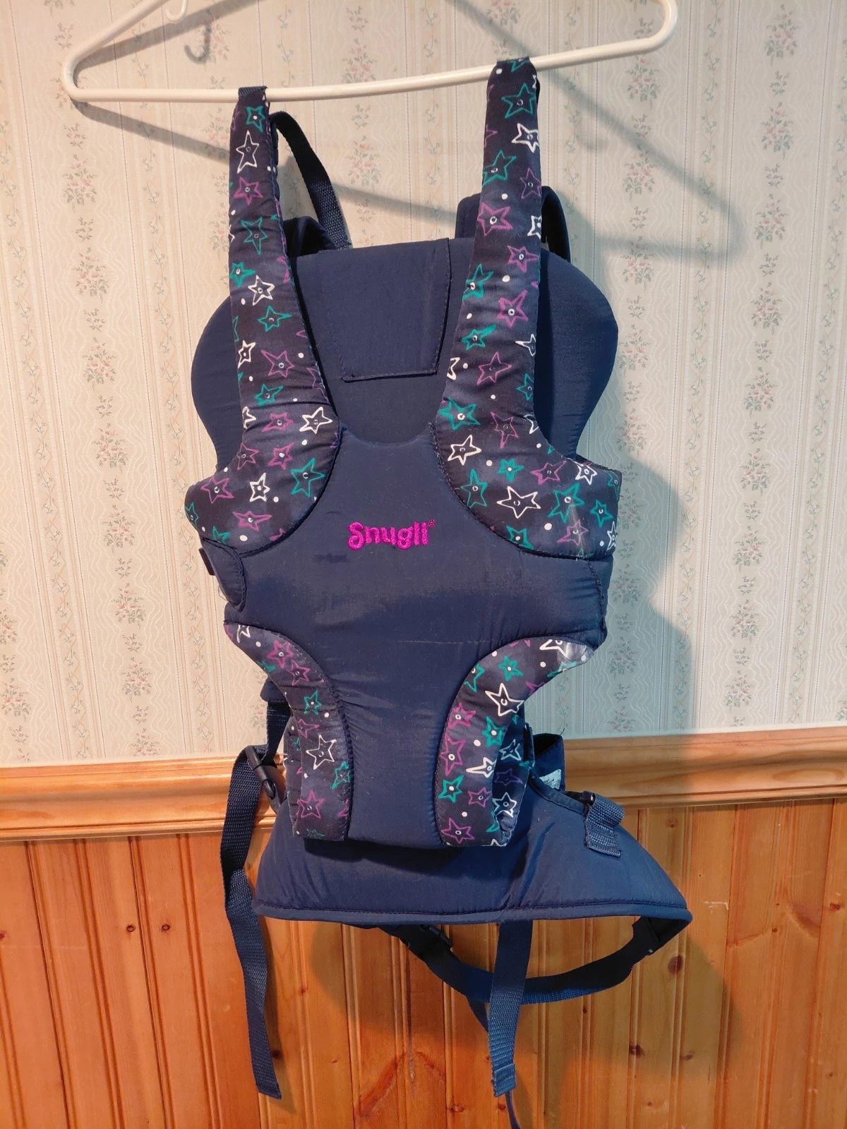 Vintage 1990s Snugli Baby Carrier Blue Star Pattern Adjustable Straps Evenflo