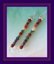 CHAKRA Wand With RUDRAKSHA BEADS, CRYSTAL WAND, GEMSTONE WAND