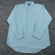 Vtg Ralph Lauren Yarmouth Oxford Shirt Men s 16 1/2 32/33 Cotton Blue Flesh Pony