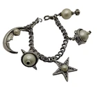 Circo Vintage Estate Pearl Charm Bracelet Celestial Moon Star 6.25in