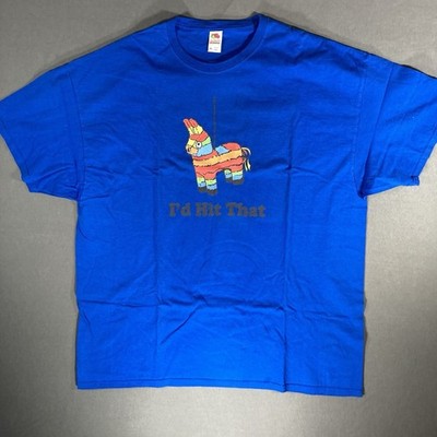 Id Hit That Funny Graphic T Shirt Mens 2XL Blue Humor Meme Tee Llama
