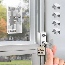 4 Pack Sliding Window Locks with Keys & Gaskets, Security Stopper for Doors