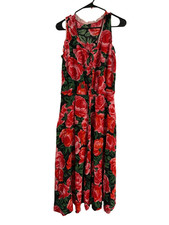 Vintage No Brand Floral Sleeveless Midi Dress No Size Fits Small/Medium
