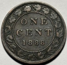 🇨🇦 1888 Canada One Cent Coin — Circulated, Original Surfaces 🔥 Queen Victoria