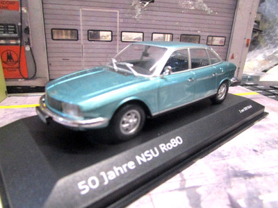 NSU / AUDI Ro80 Ro 80 Wankel Limousine blue blau 1972 Minichamps Dealer 1:43