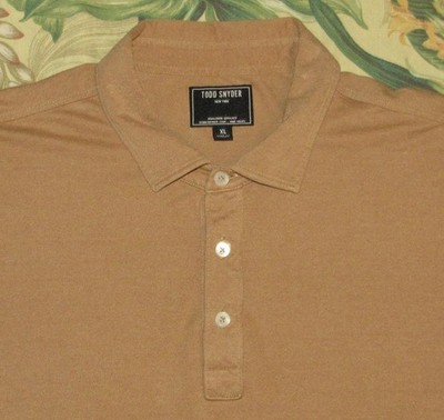 TODD SNYDER Brown Knit Cotton Blend Polo Shirt XL